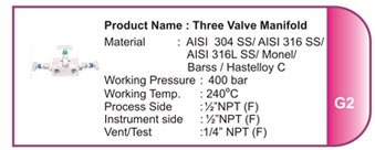 Three valve manifold